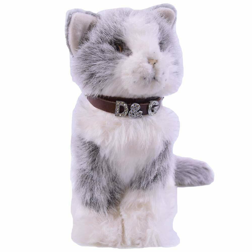 Real leather cat collar and puppy collar for rhinestone letters or metal letters