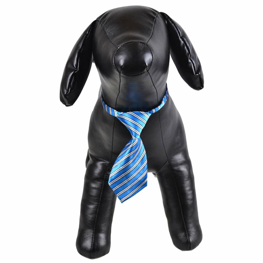 Necktie for dogs blue, gray striped