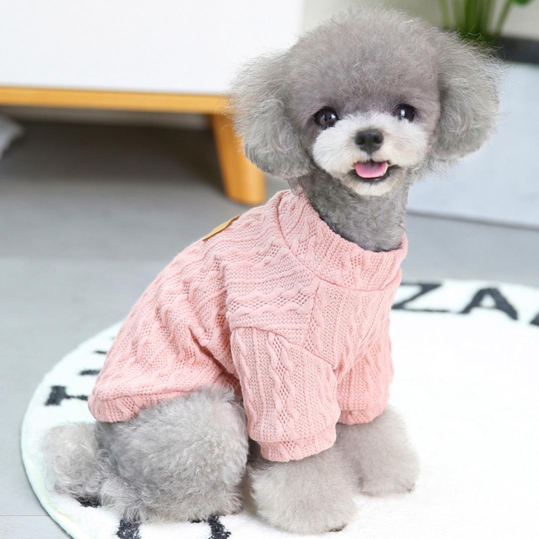 Pink "Love You" Knitted Sweater for Dogs