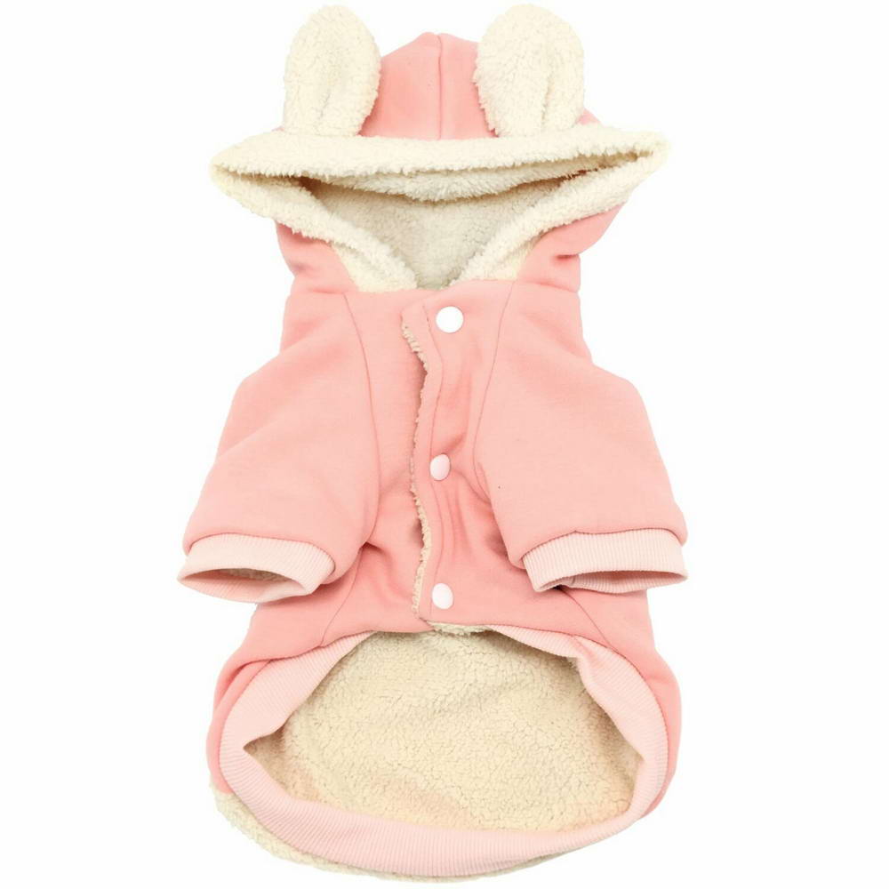 Teddy dog jacket in salmon with small ears