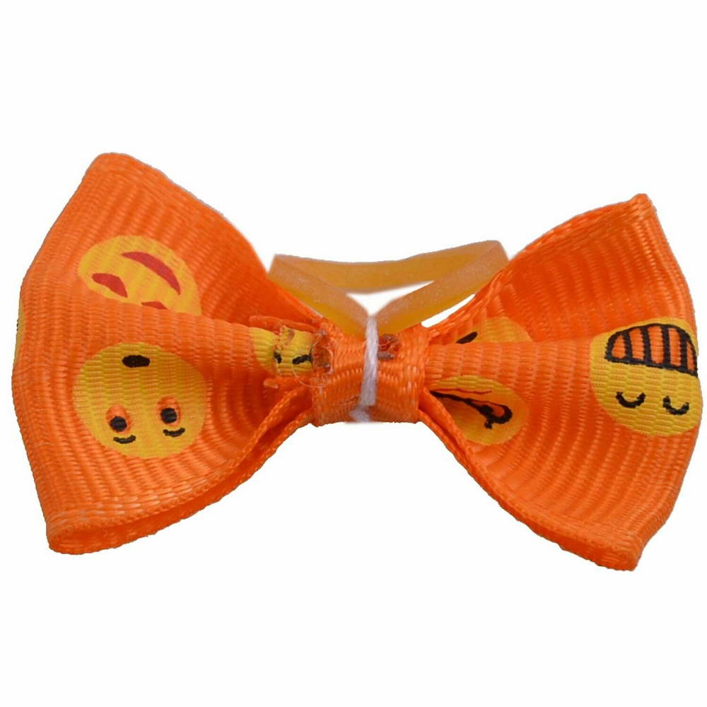 Dog hair bow rubberring Orange Smiley by GogiPet