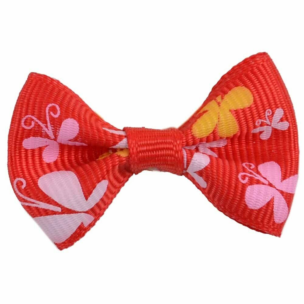 Handmade dog bow red with flowers by GogiPet