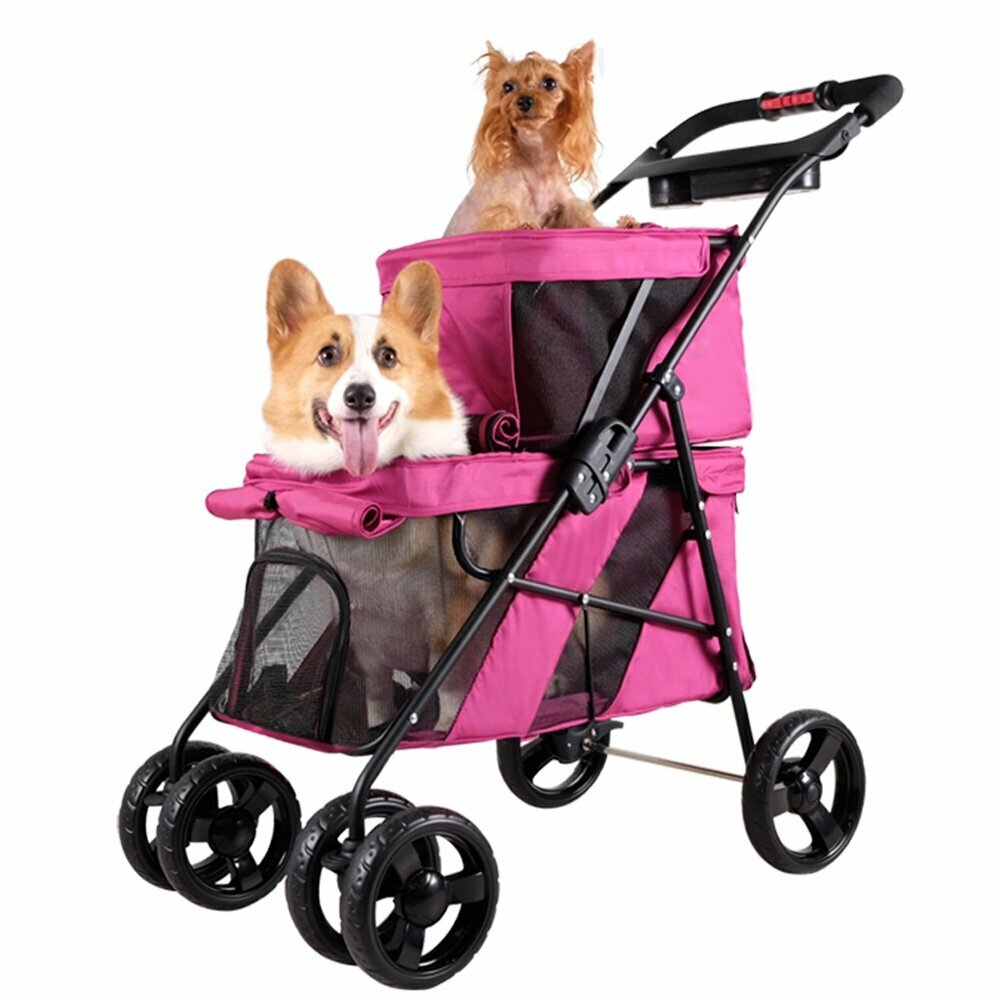 Two-story stroller pink for dogs