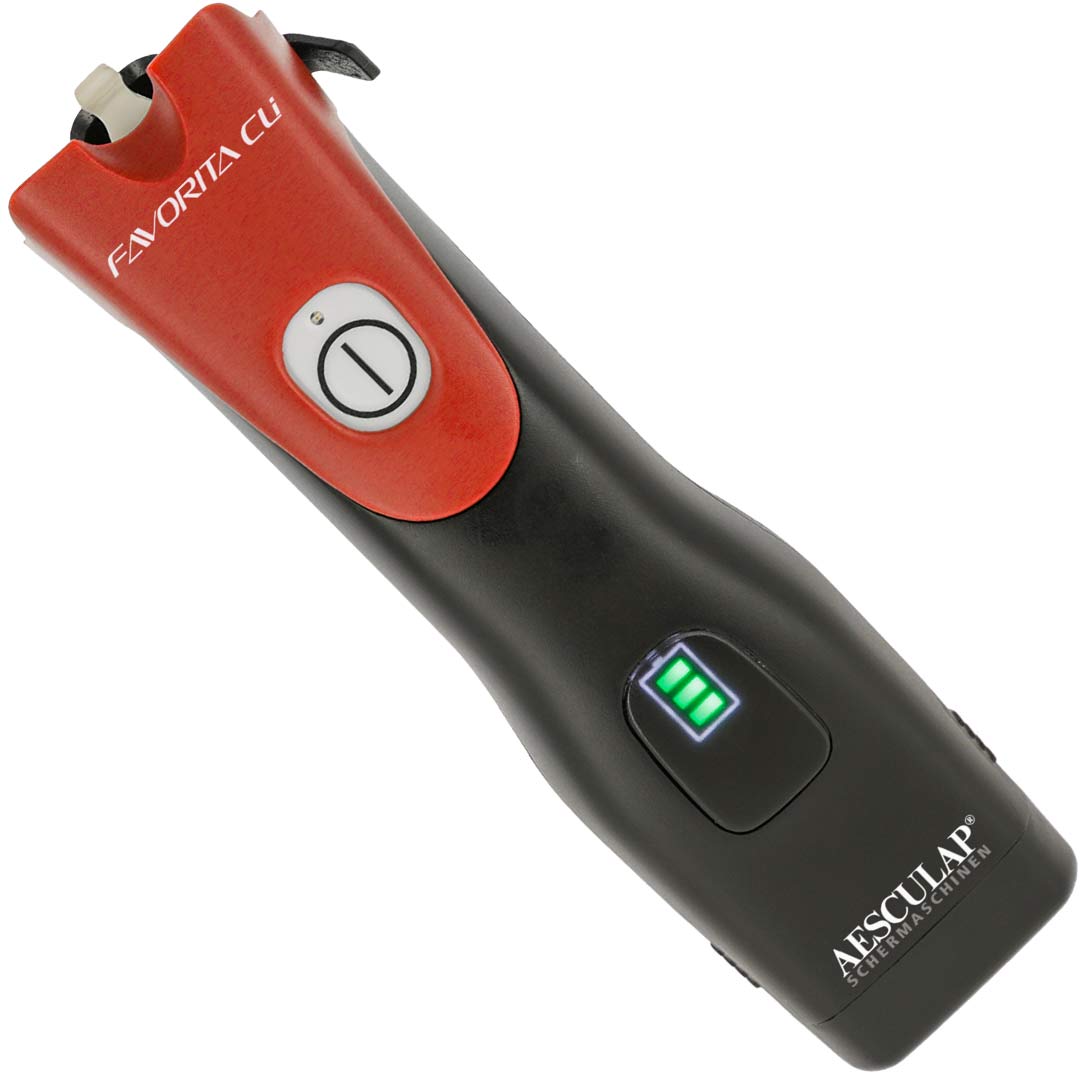 Signal red Aesculap Favorita CLi battery clipper with LED display