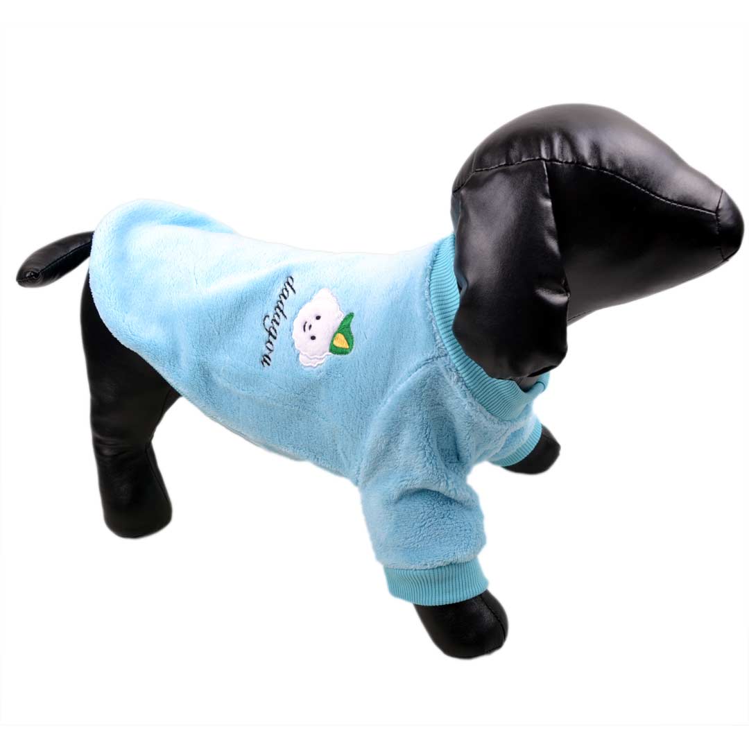 fluffy warm dog sweater light blue