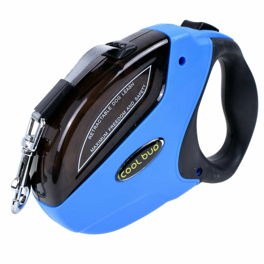 Dog leash with flexible length - Roll leash with fixing function blue 5 meters