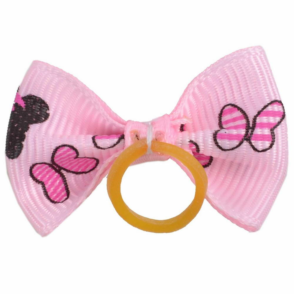 Dog hair bow rubberring "Mariposa ligth pink" by GogiPet