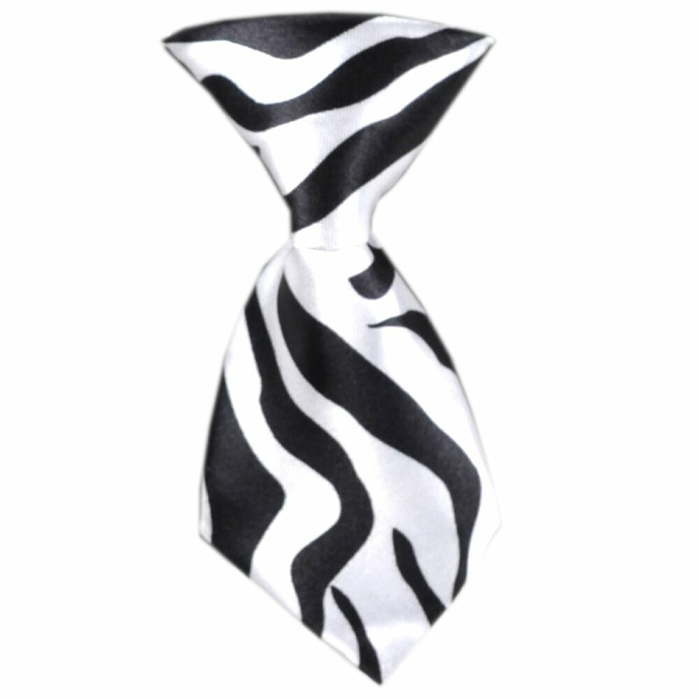 Dog tie white black striped Zebra look