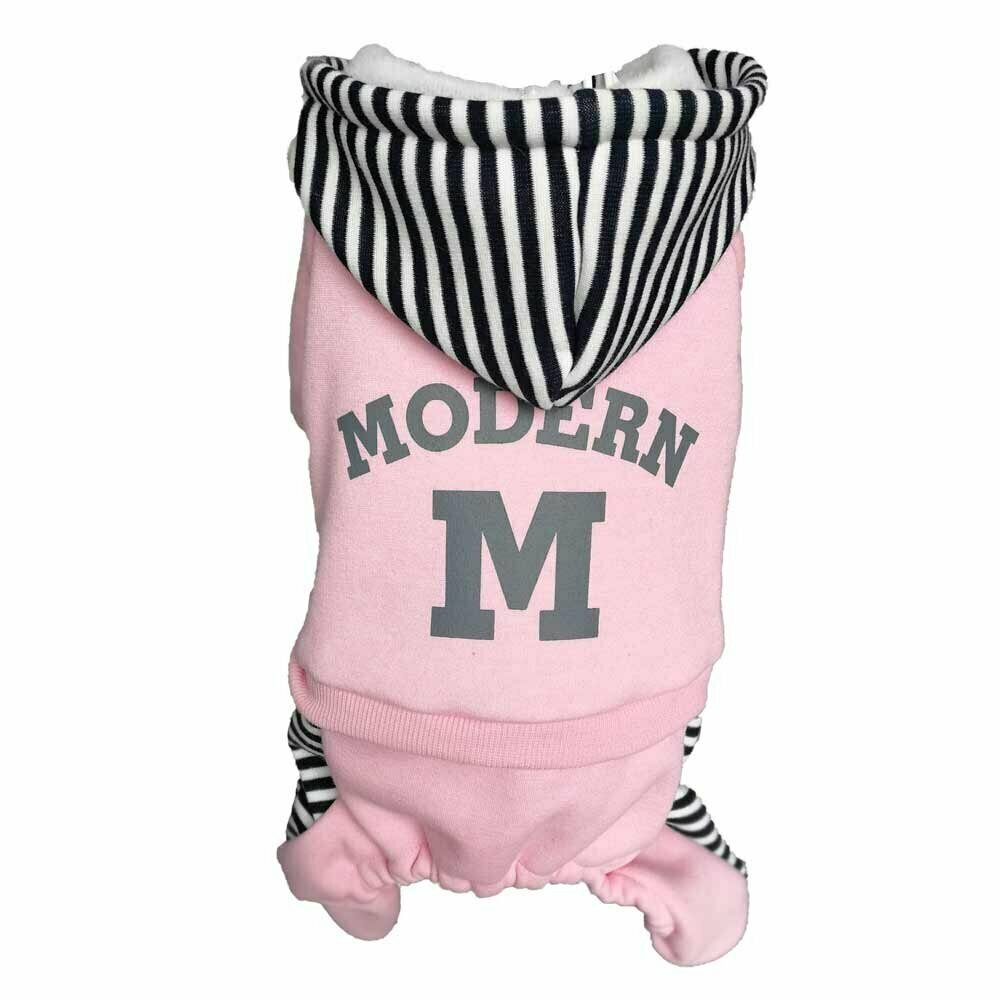 Hooded overalls for dog pink
