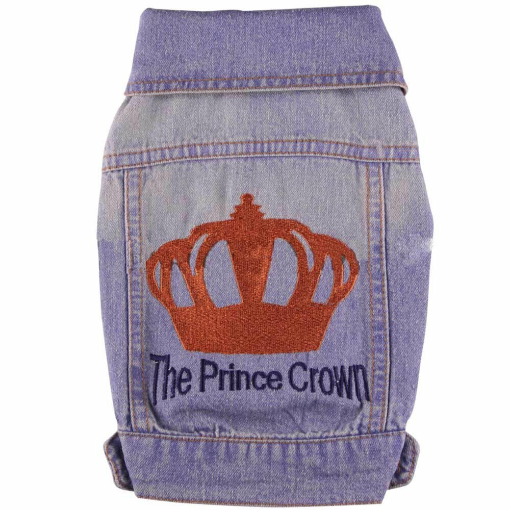 Jeans Dog Jacket with Golden Crown