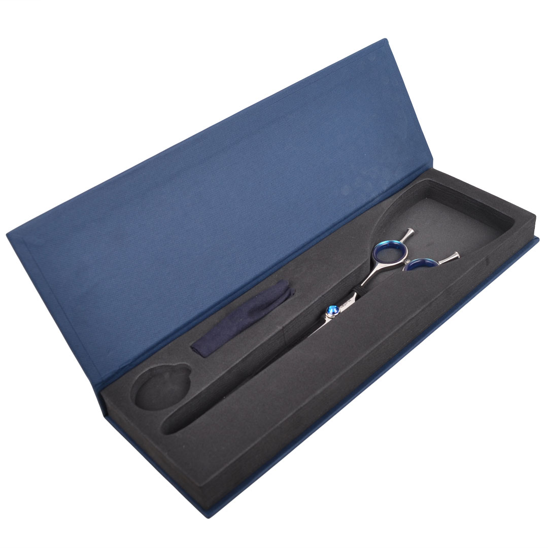 Paw scissors made of Japanese steel with rounded scissor tips by GogiPet® incl. scissor box and scissor cleaning cloth