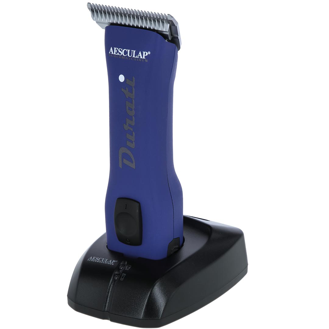 Aesculap Durati Horse night blue - Horse battery clipper with extra wide clipping head for horse clipping and for large dogs.