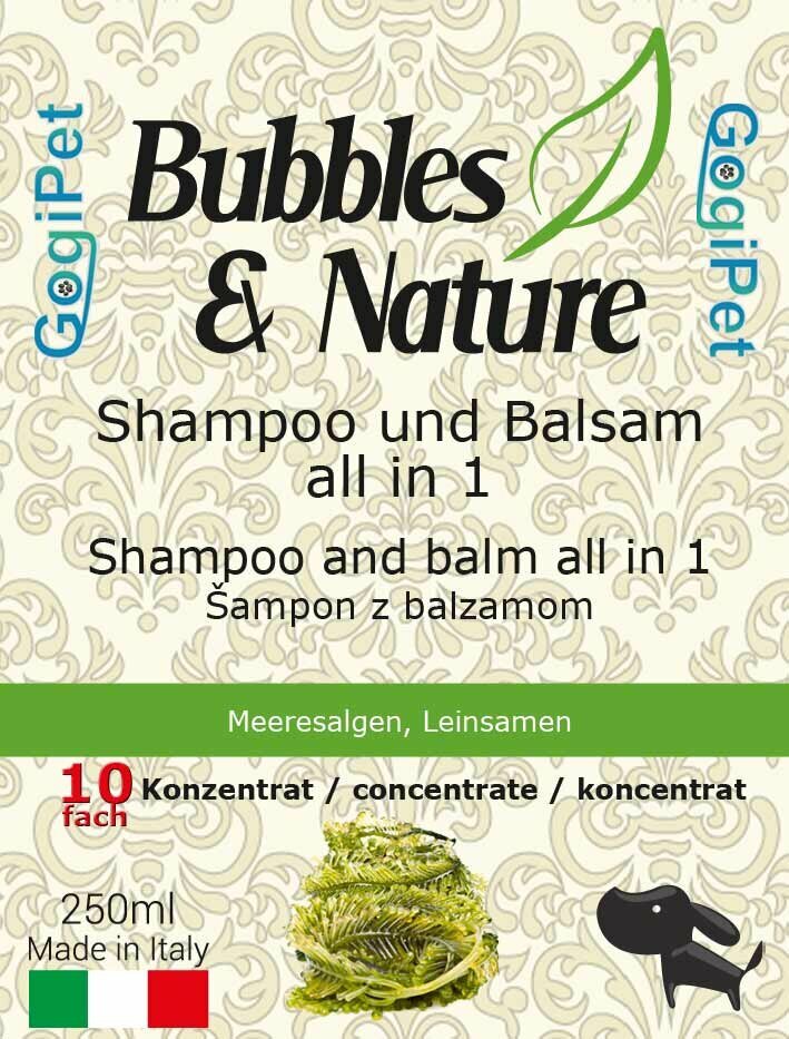 Bubbles & Nature dog shampoo and dog hair balm complete "all in 1"