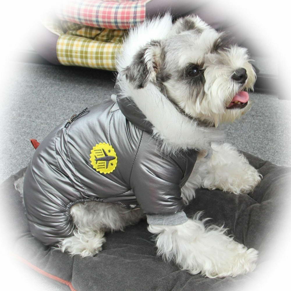 Warm dog clothing - Airforce Silver