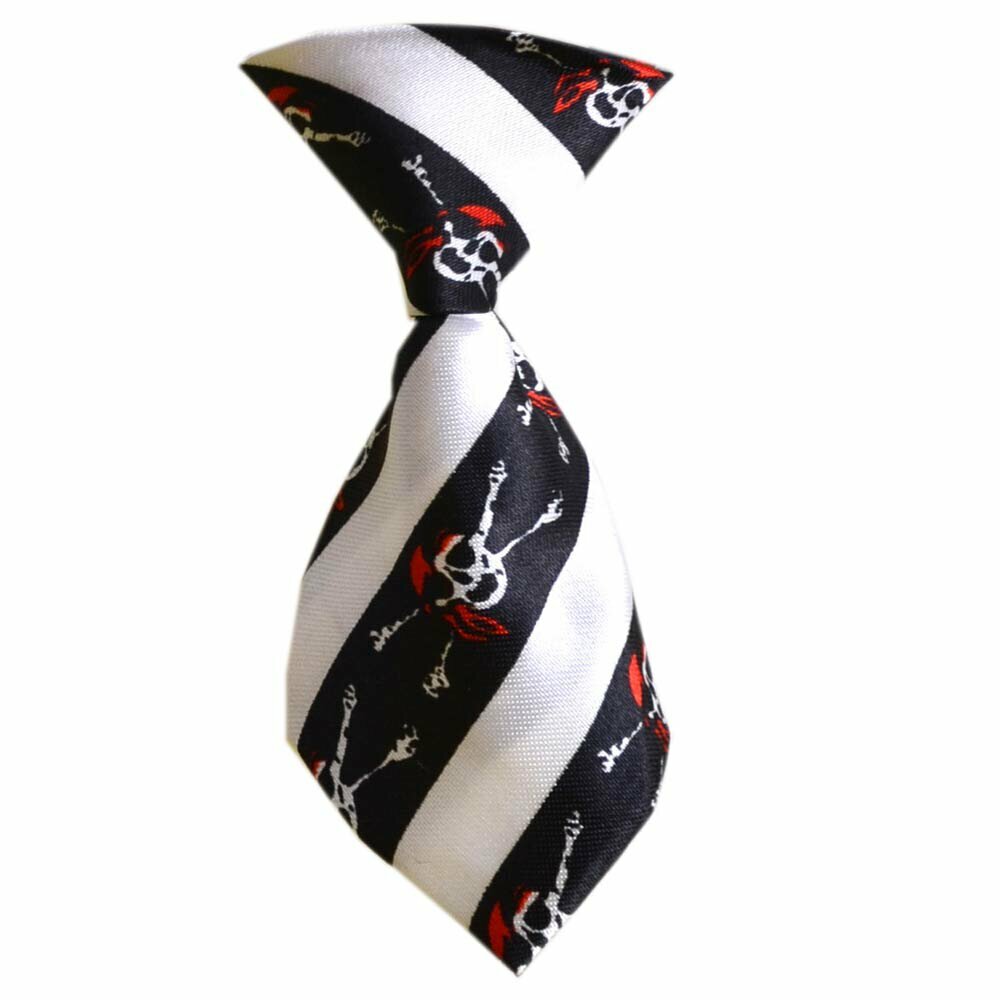 Tie for dogs black, white stripes with pirates
