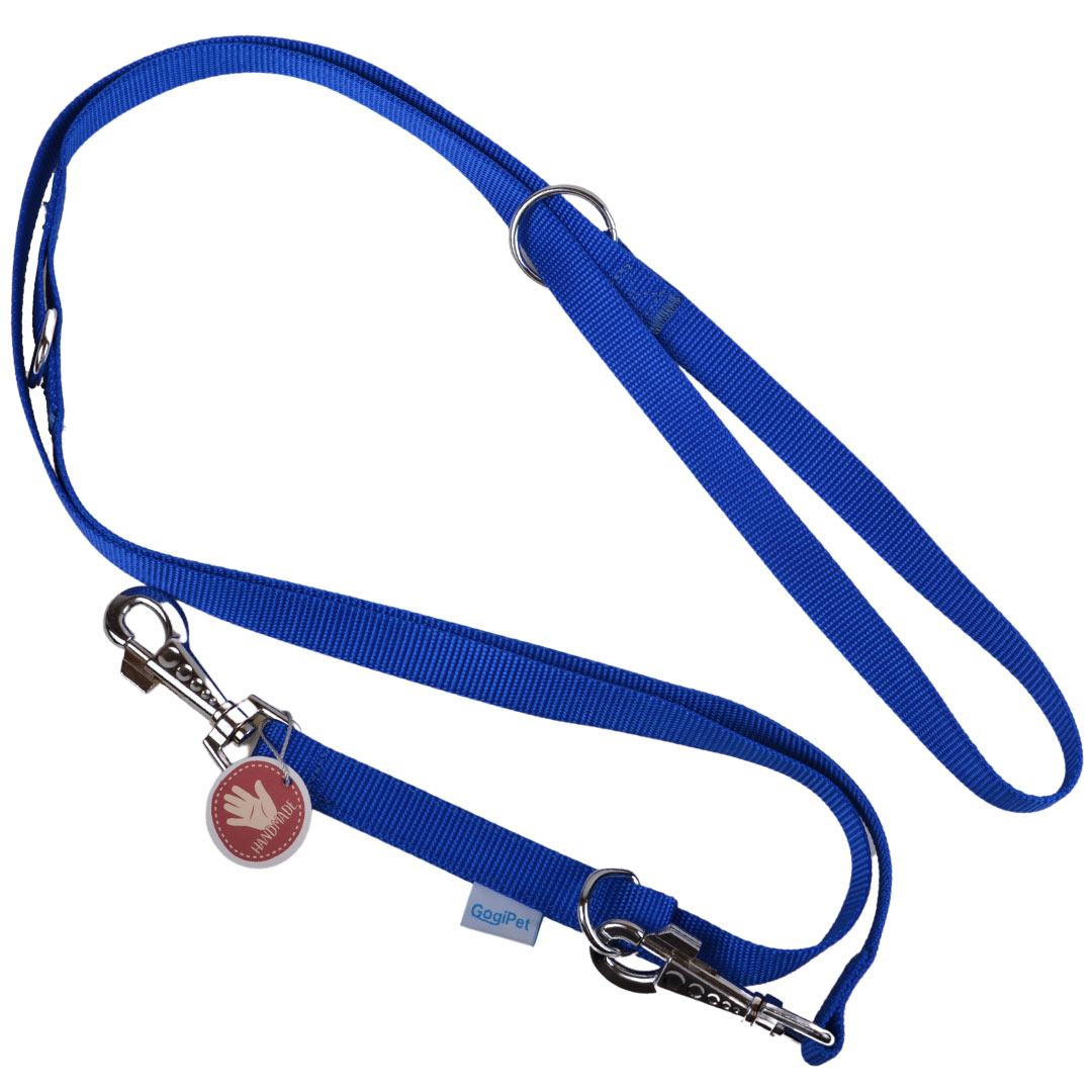Adjustable dog leash blue - GogiPet leash for dogs
