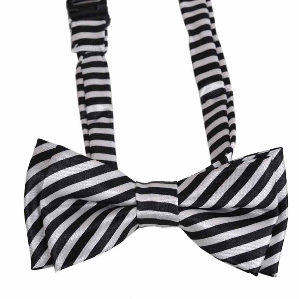 Bow tie for dogs black and white striped