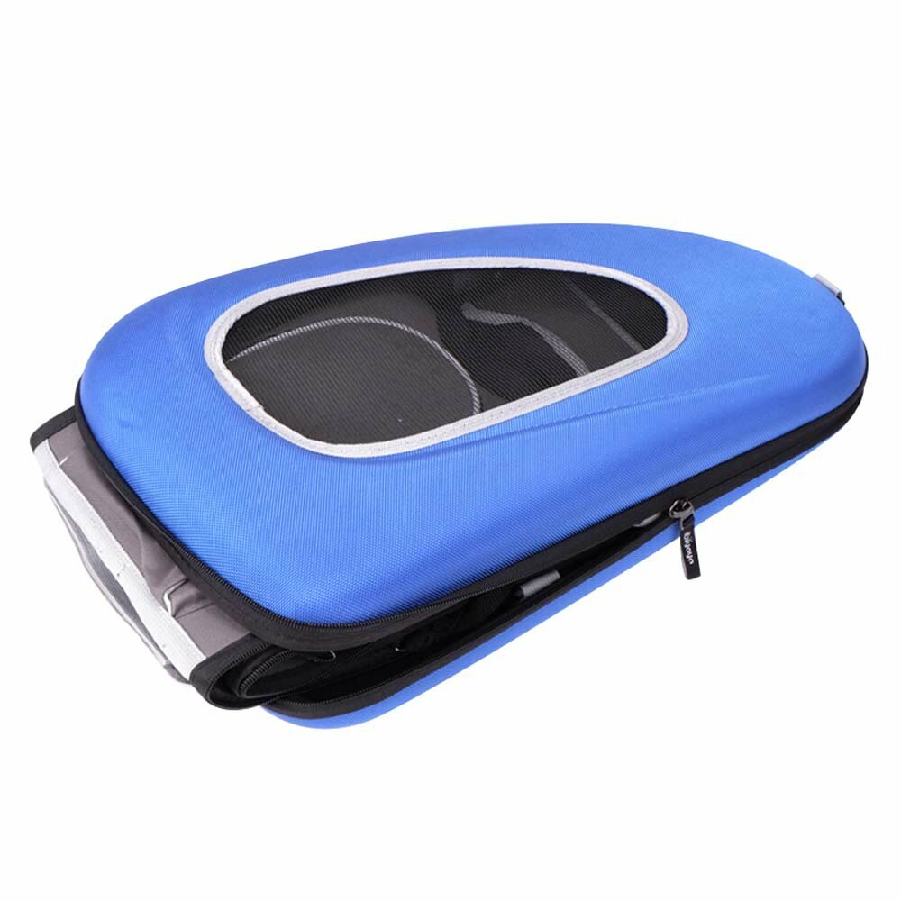 Flat collapsible dog carrier blue