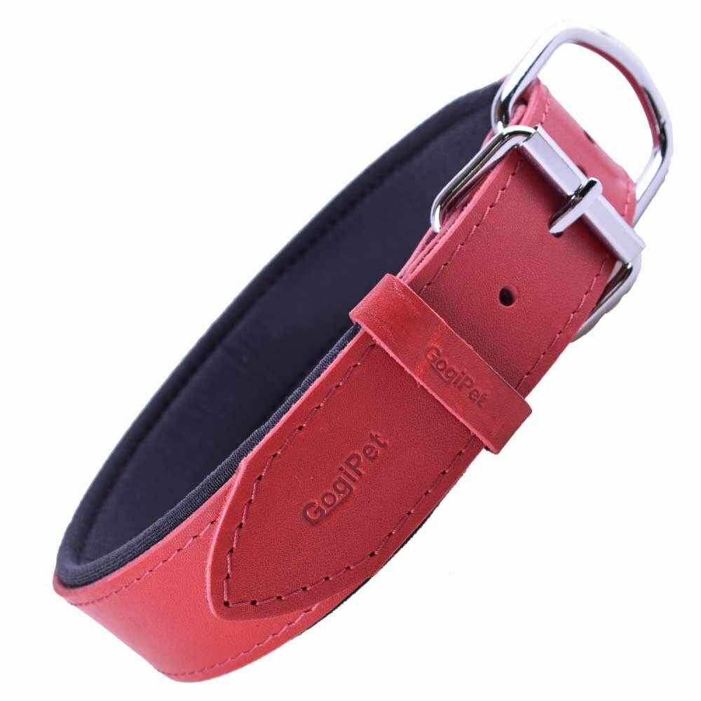 Comfort leather dog collar red
