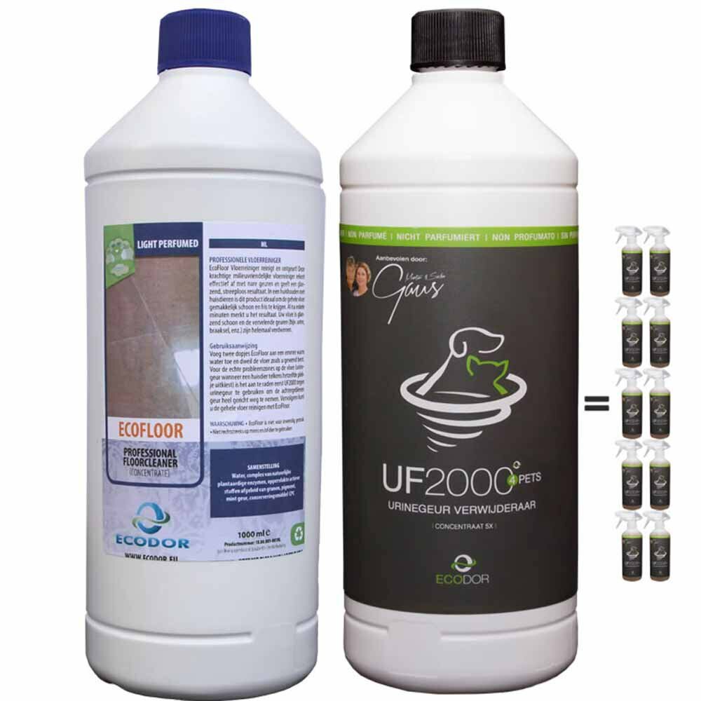 Ecodor concentrate UF2000 and EcoFloor the strong parcel against urine smell and animal smells