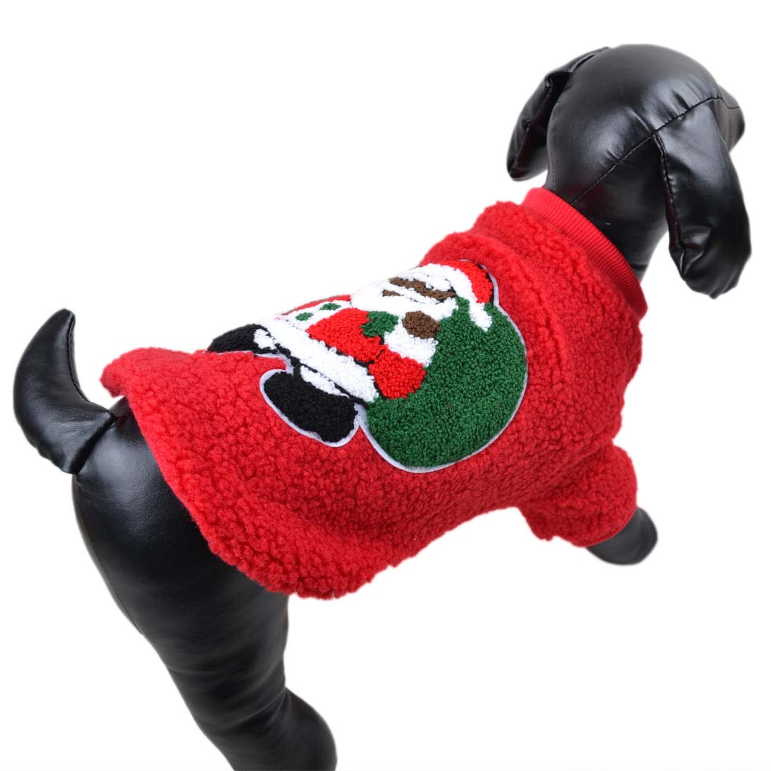 red dog pullover with santa claus