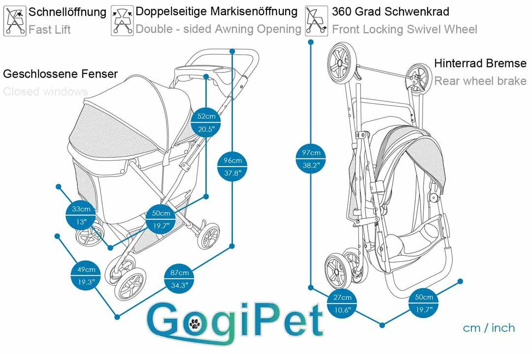 Pet buggy dimensions