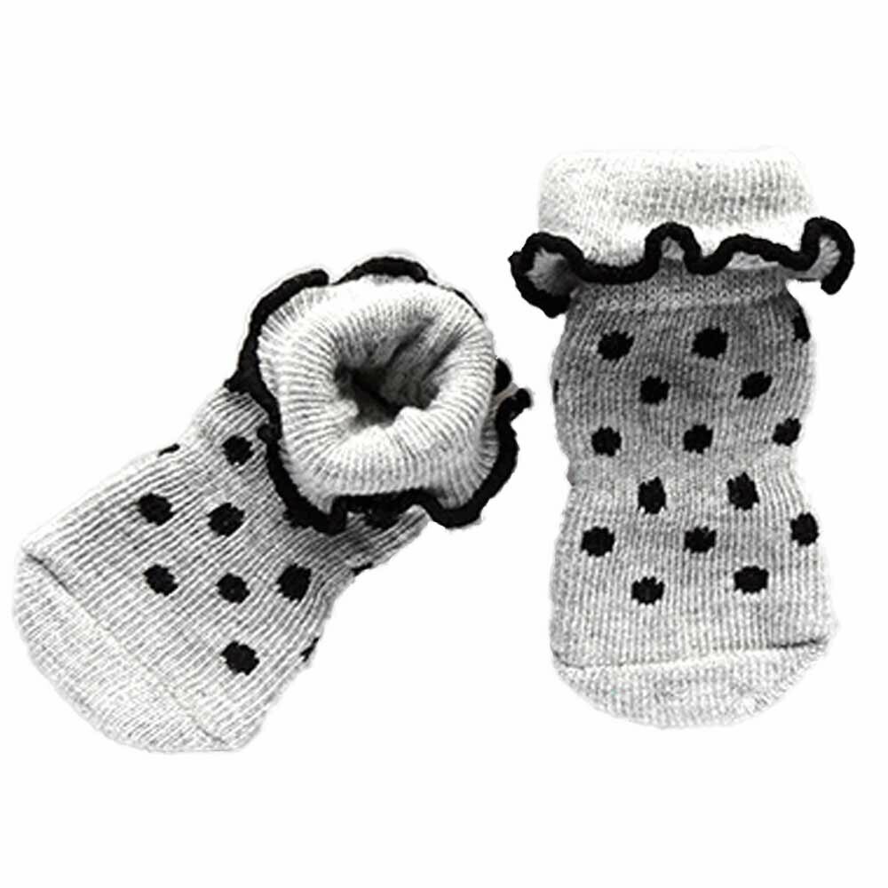 Gray high dog sockes in 4 pack with anti-slip coating