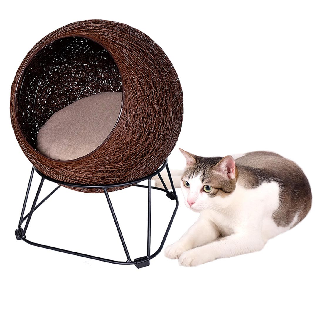 Luxury cat bed and dog bed on stand as den