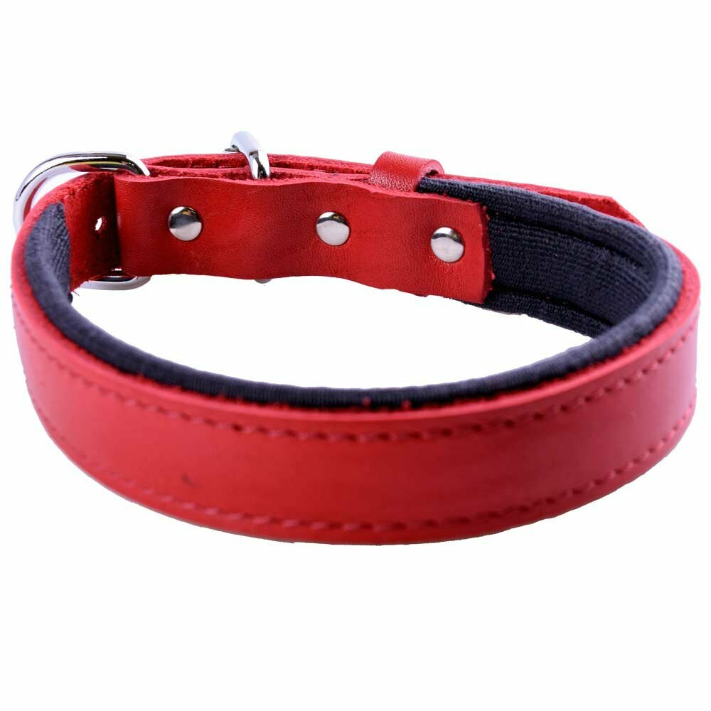 GogiPet® comfort leather dog collar red with 45 cm
