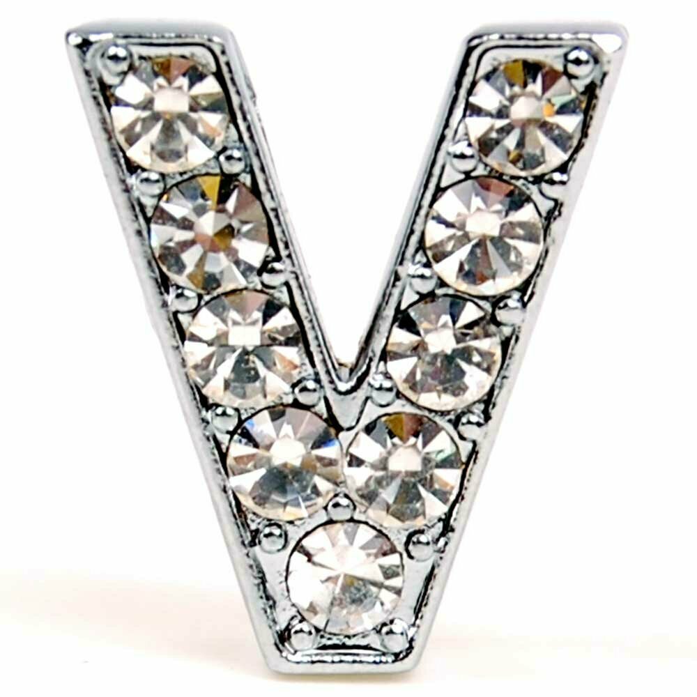 V rhinestone letter with 14 mm