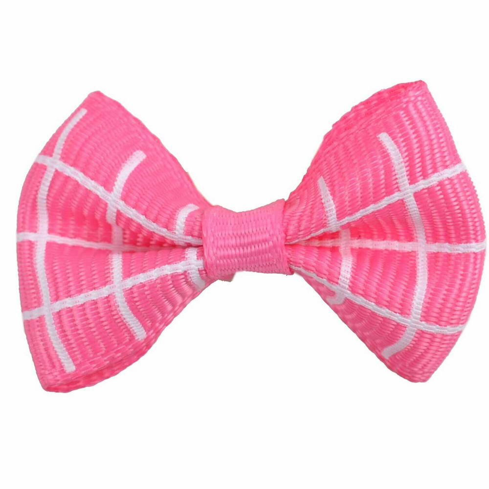 Handmade dog bow pink checkered by GogiPet