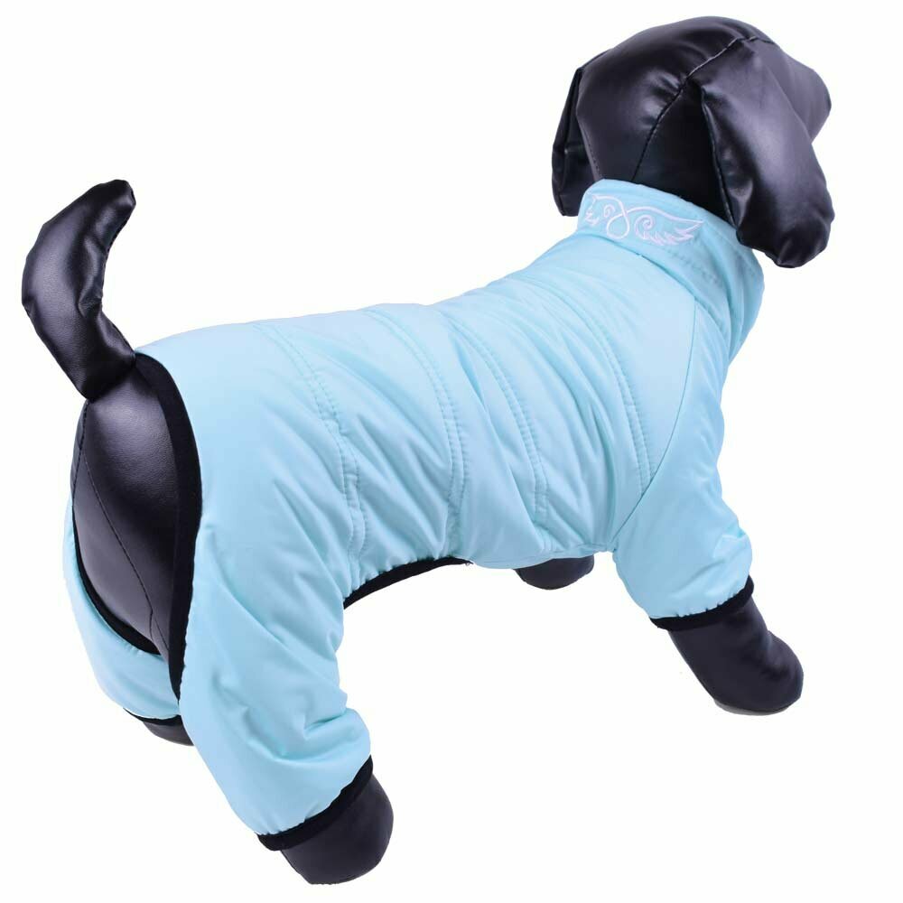Snow suit for dogs baby blue with 4 legs