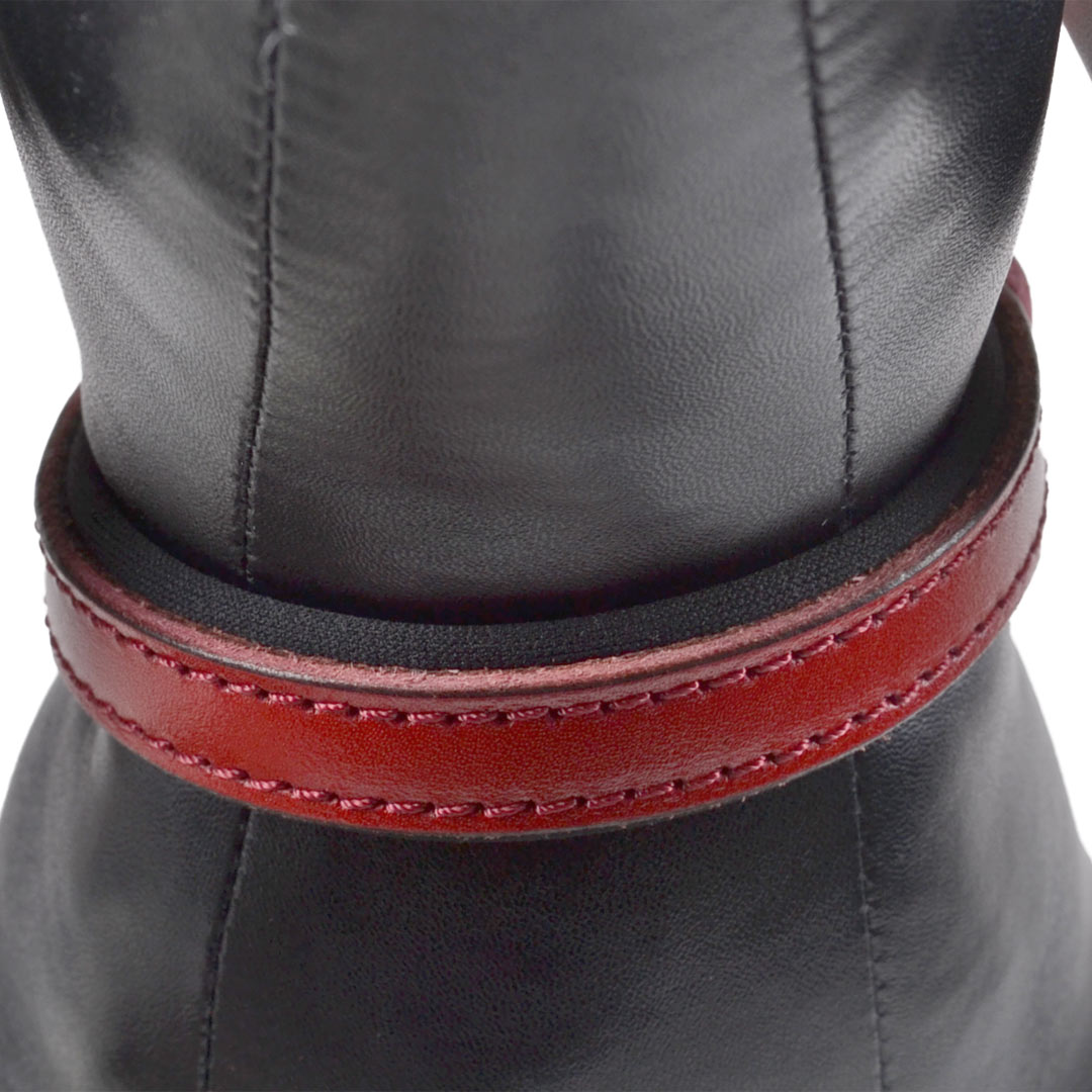 High quality leather dog collar red with soft padding