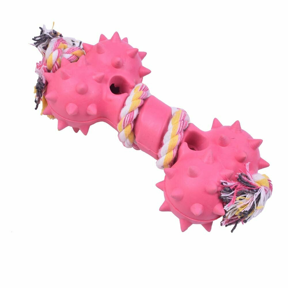 GogiPet dog toy - pink rubber bones with dental rope