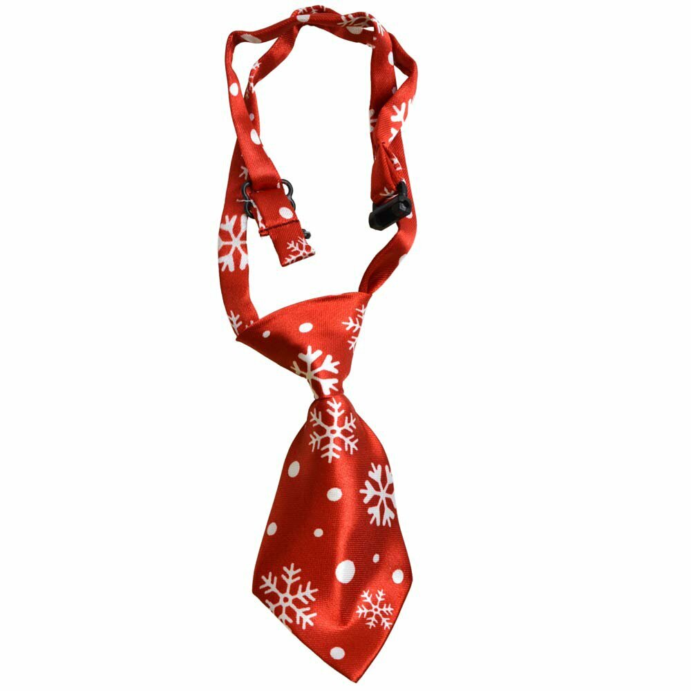 Tie for dogs red with snowflakes by GogiPet