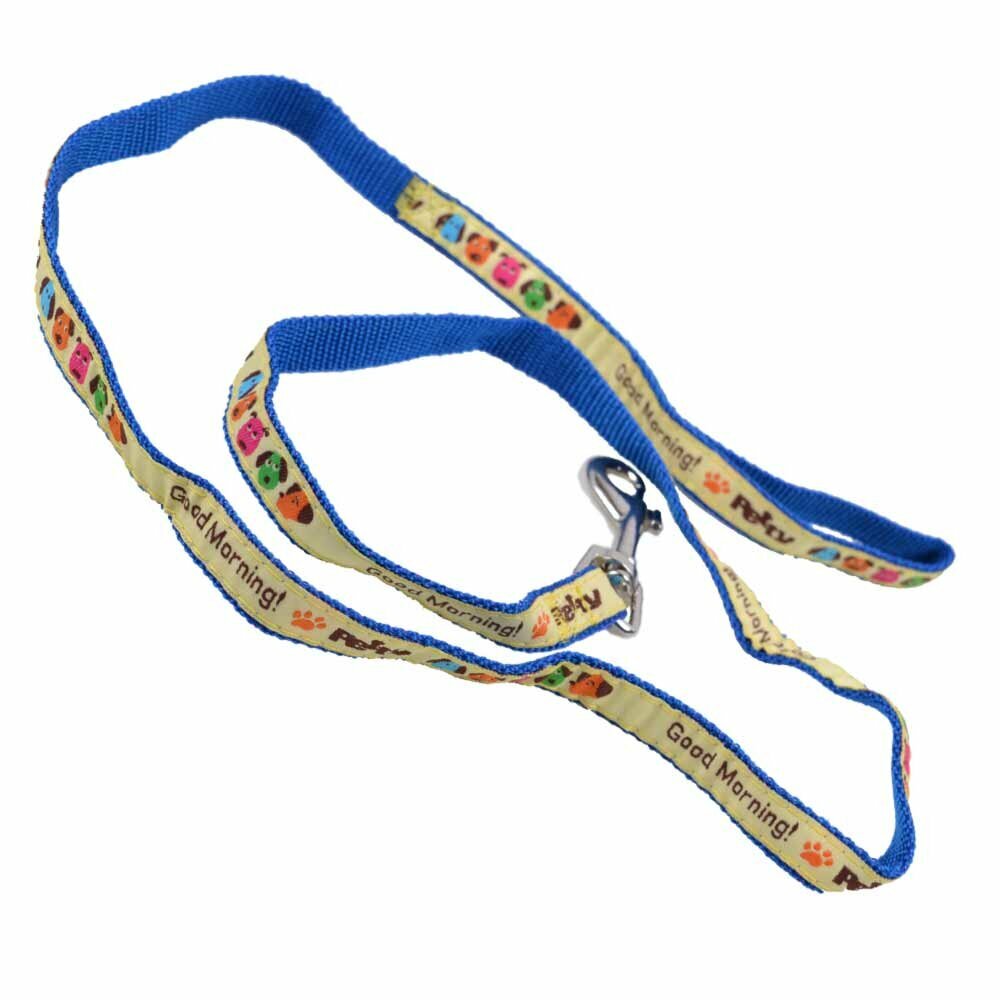 Dog leash for small dogs blue with dog heads