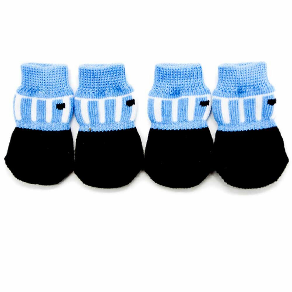 Blue dog socks in 4 pack with anti-slip coating