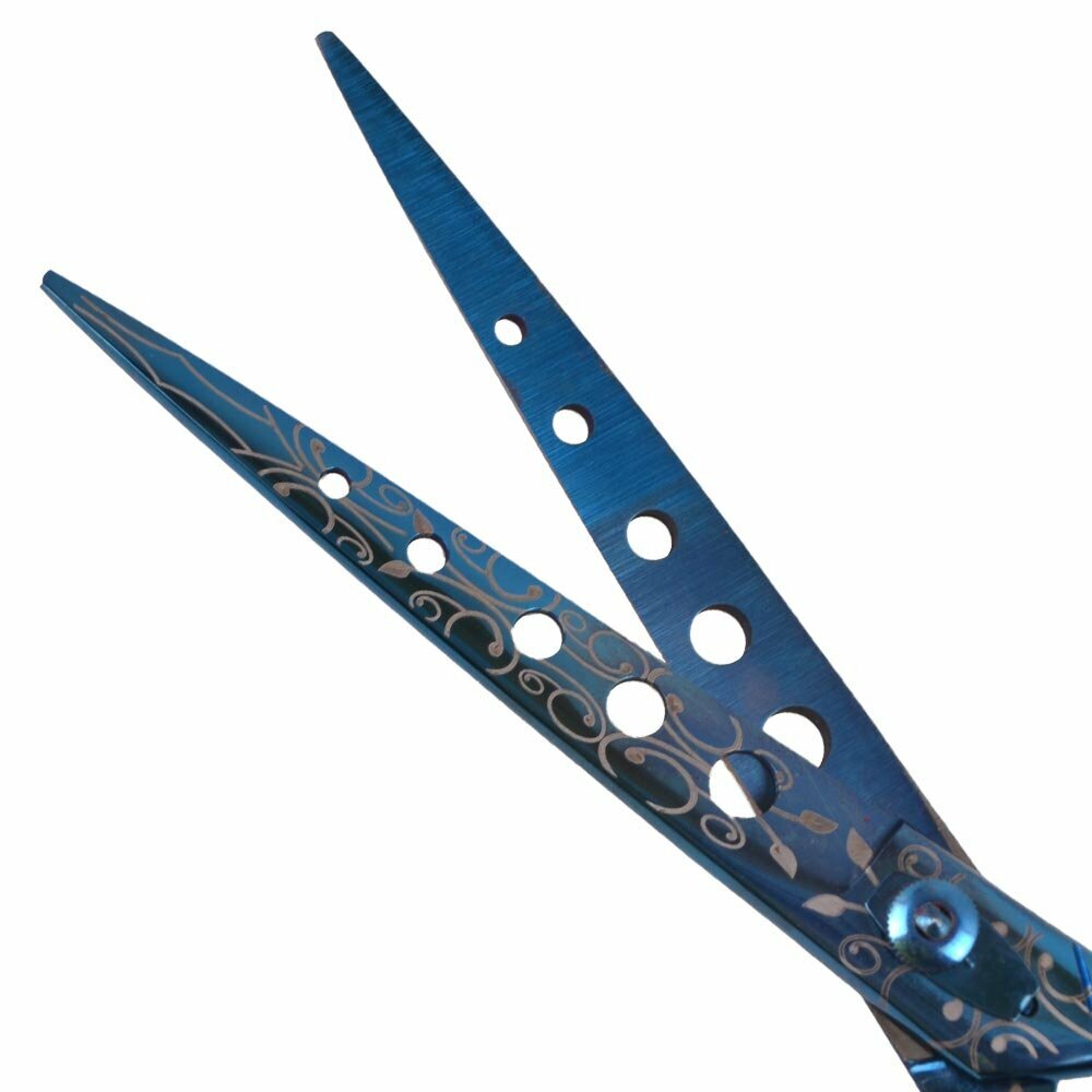 High quality dog scissors from Japanese stainless steel 22 cm 8.5 inches blue extra light straight