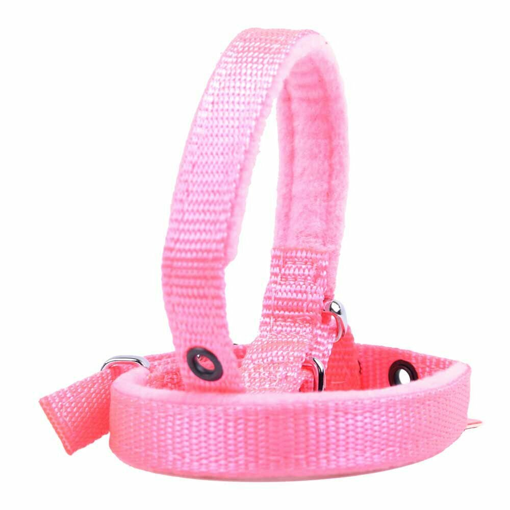 Cuddly soft dog collar lined with soft fleece pink