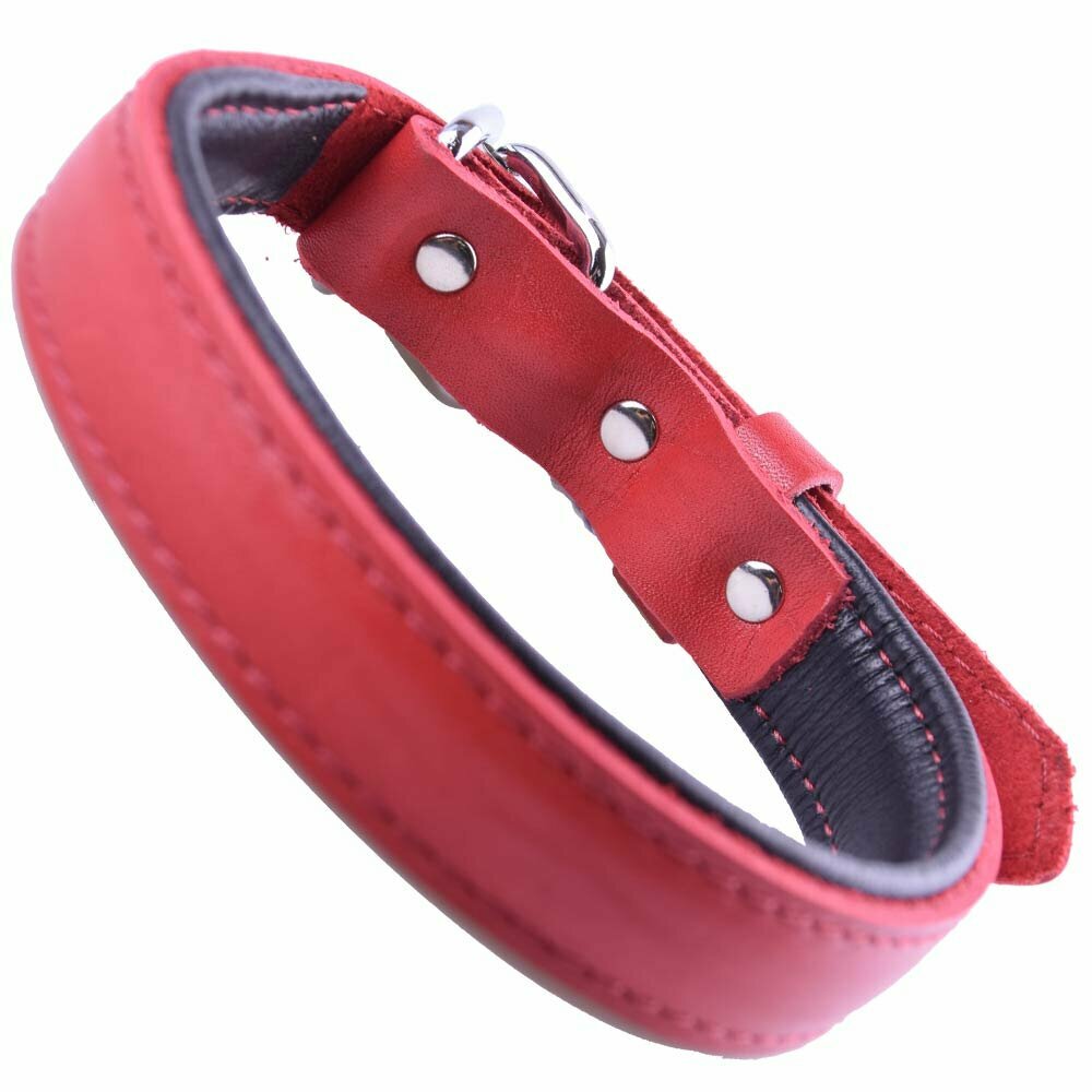 GogiPet ® Soft leather dog collar red with 40 cm