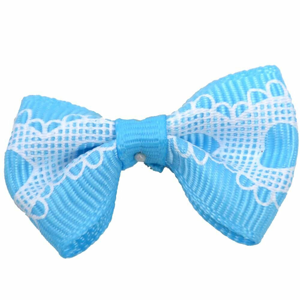 Handmade dog bow "Chiquita blue" by GogiPet