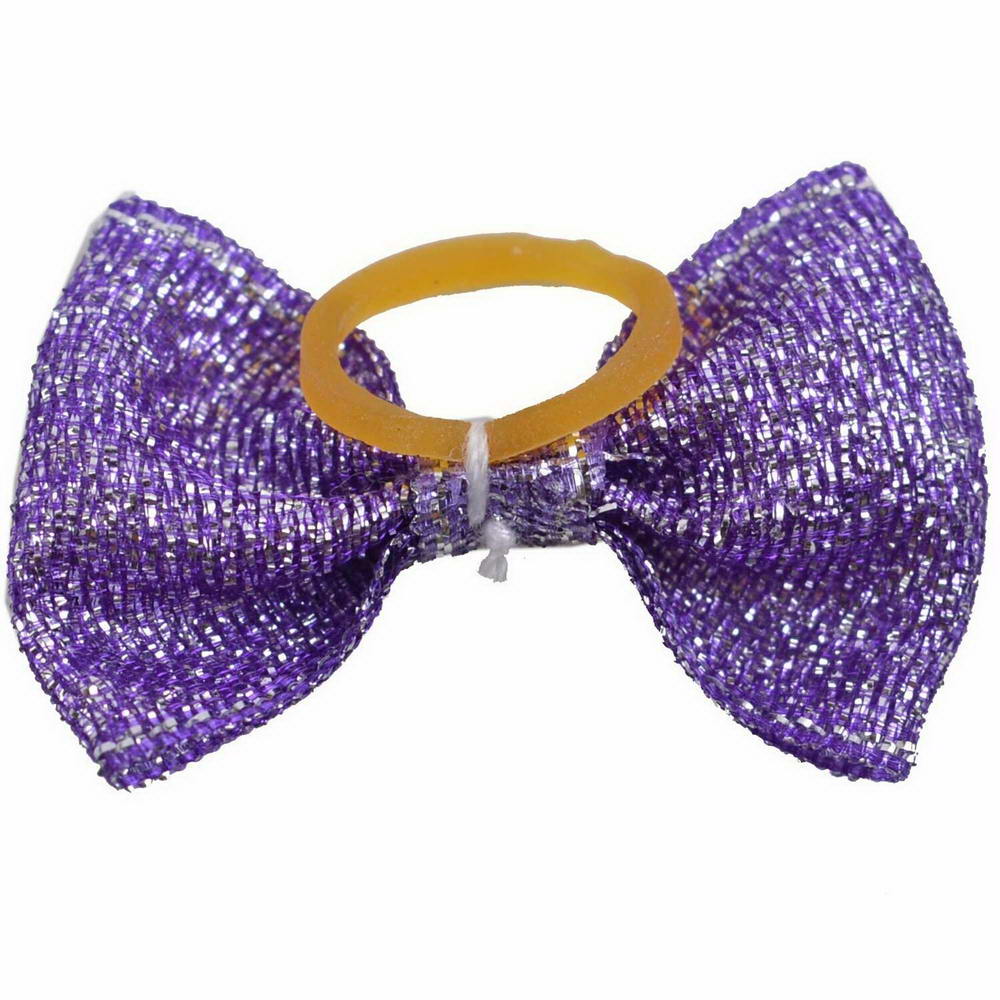 Dog hair bow rubberring purple sparkling by GogiPet