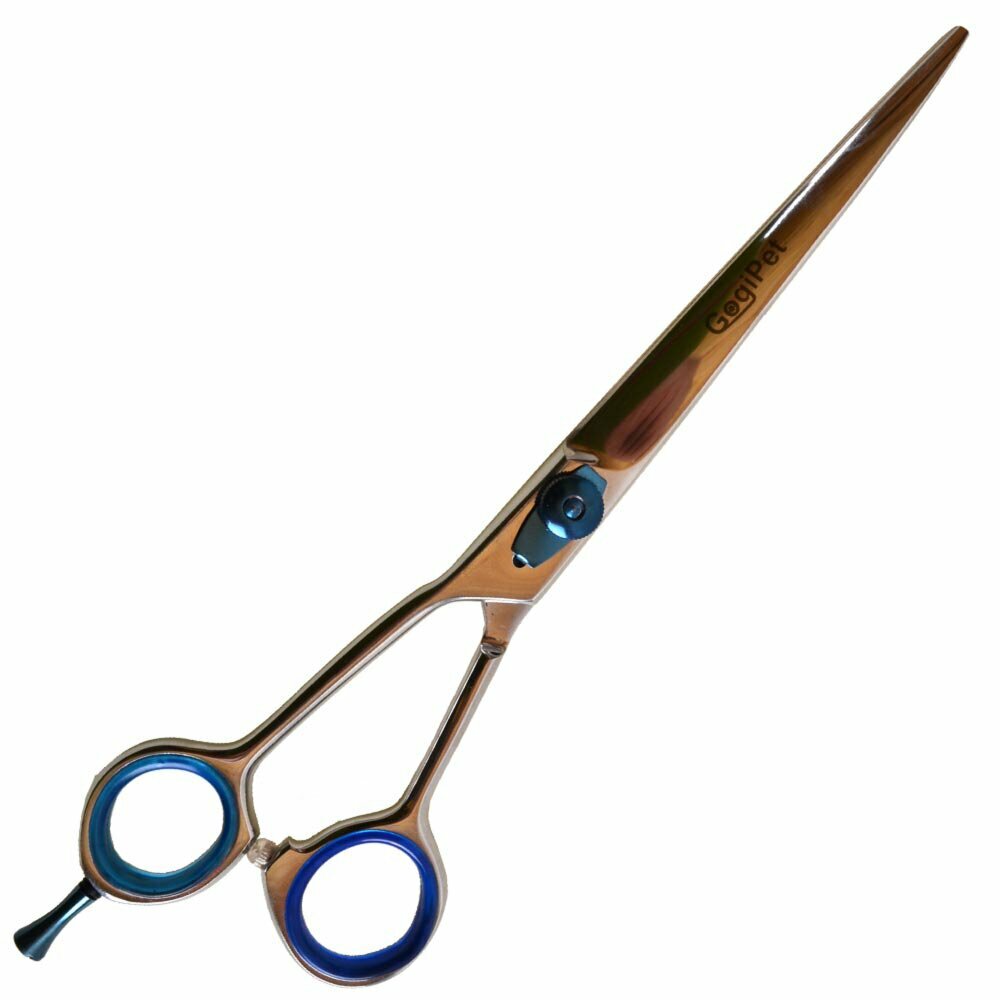 Left-handed Japanese steel dog scissors with set screw 19 cm 7.5 inches straight