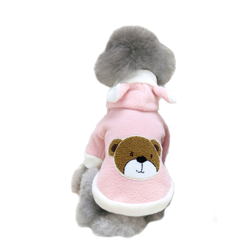 Pink Dog Jacket with Hood, Ears and Bear Head