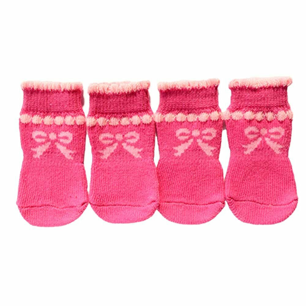 Pink high dog sockes in 4 pack with anti-slip coating