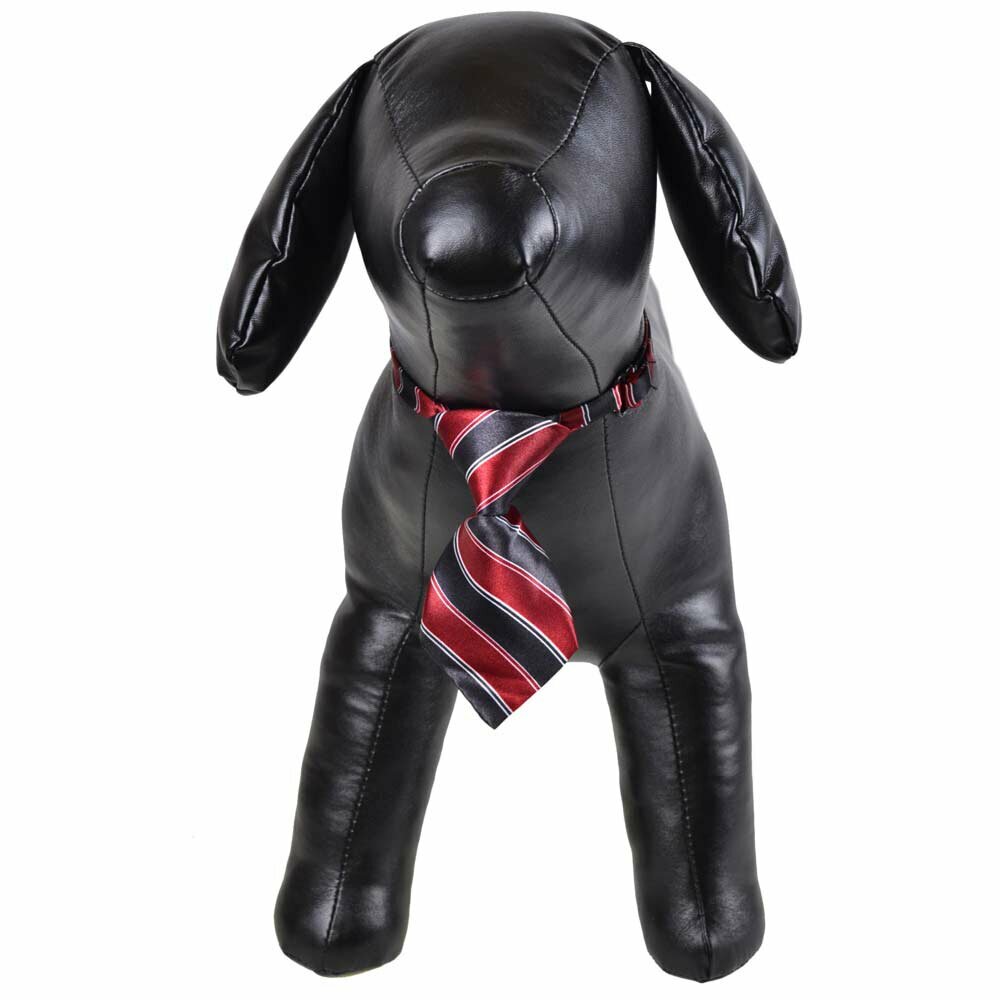 Necktie for dogs black, red striped