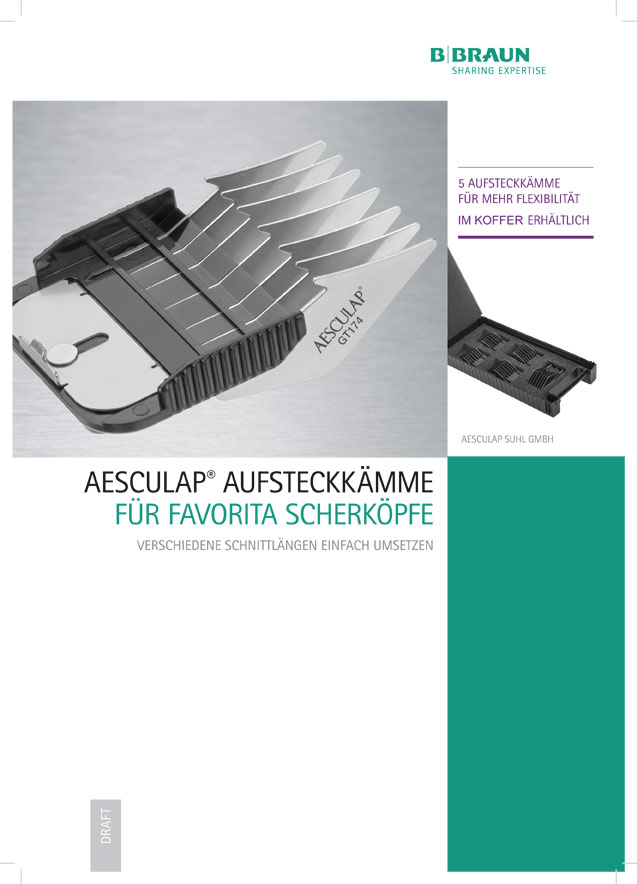 Aesculap Favorita attachment combs GT170 Brochure