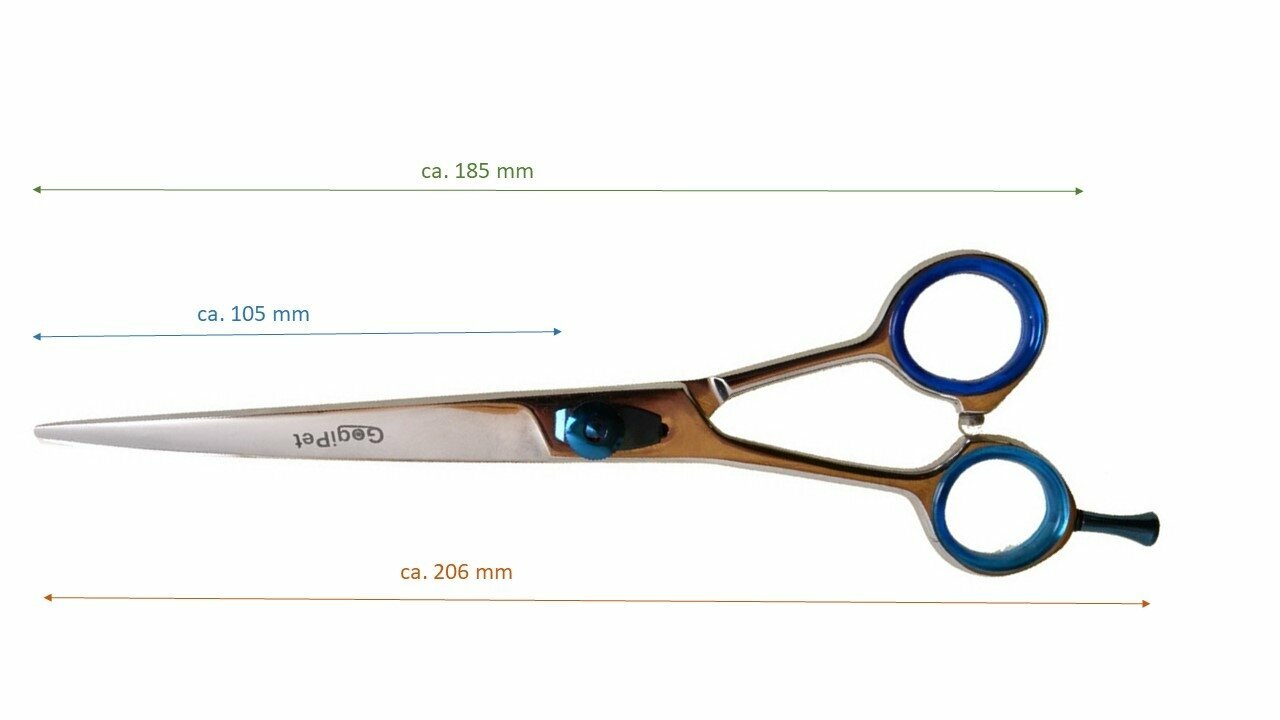 Dimensions of the GogiPet dog scissors made of Japanese steel