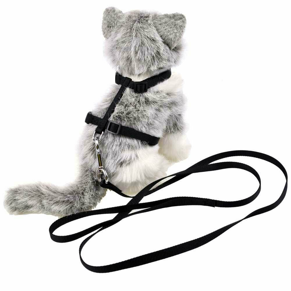 Black cat harness with leash by GogiPet