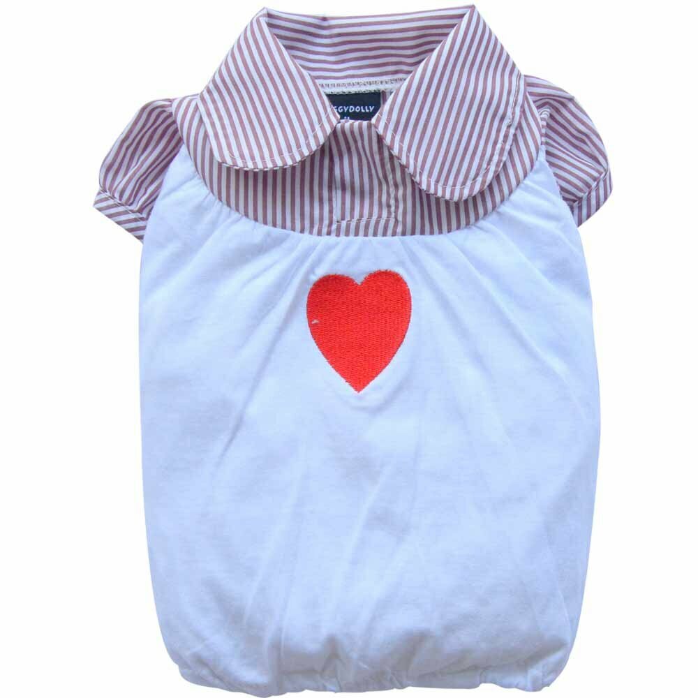 Dog shirt with heart red striped